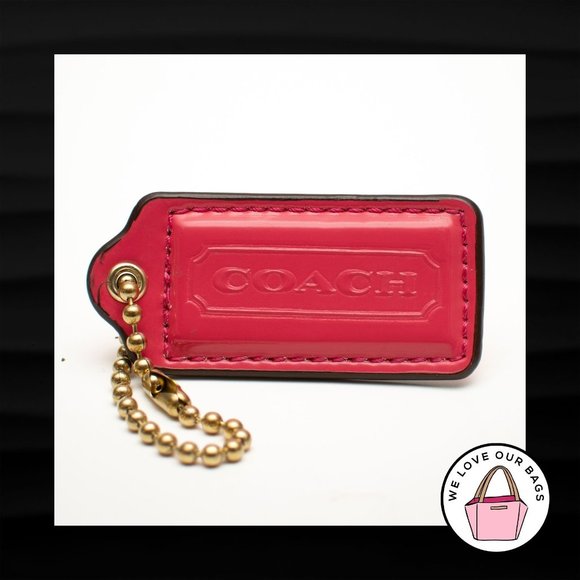 Coach Accessories - 2.25" Medium COACH PINK PATENT LEATHER BRASS KEY FOB BAG CHARM KEYCHAIN HANG TAG